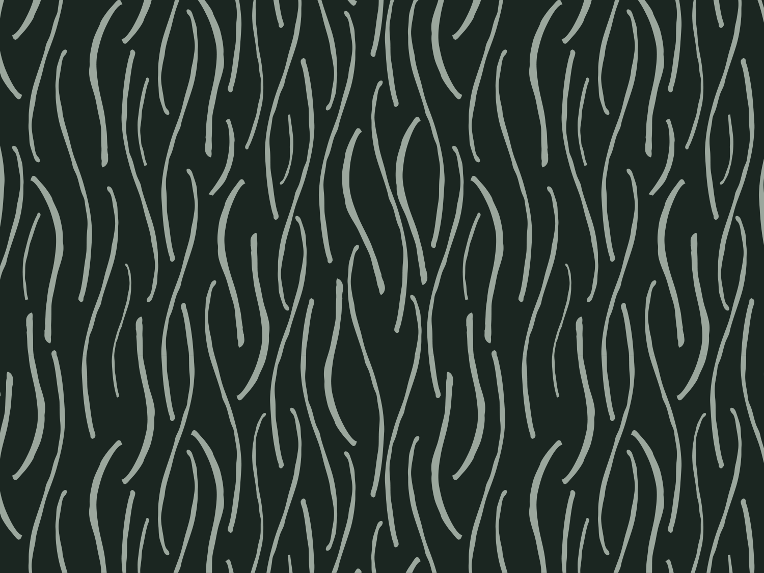 Abstract pattern of wavy, irregular light sage lines on a dark green background.