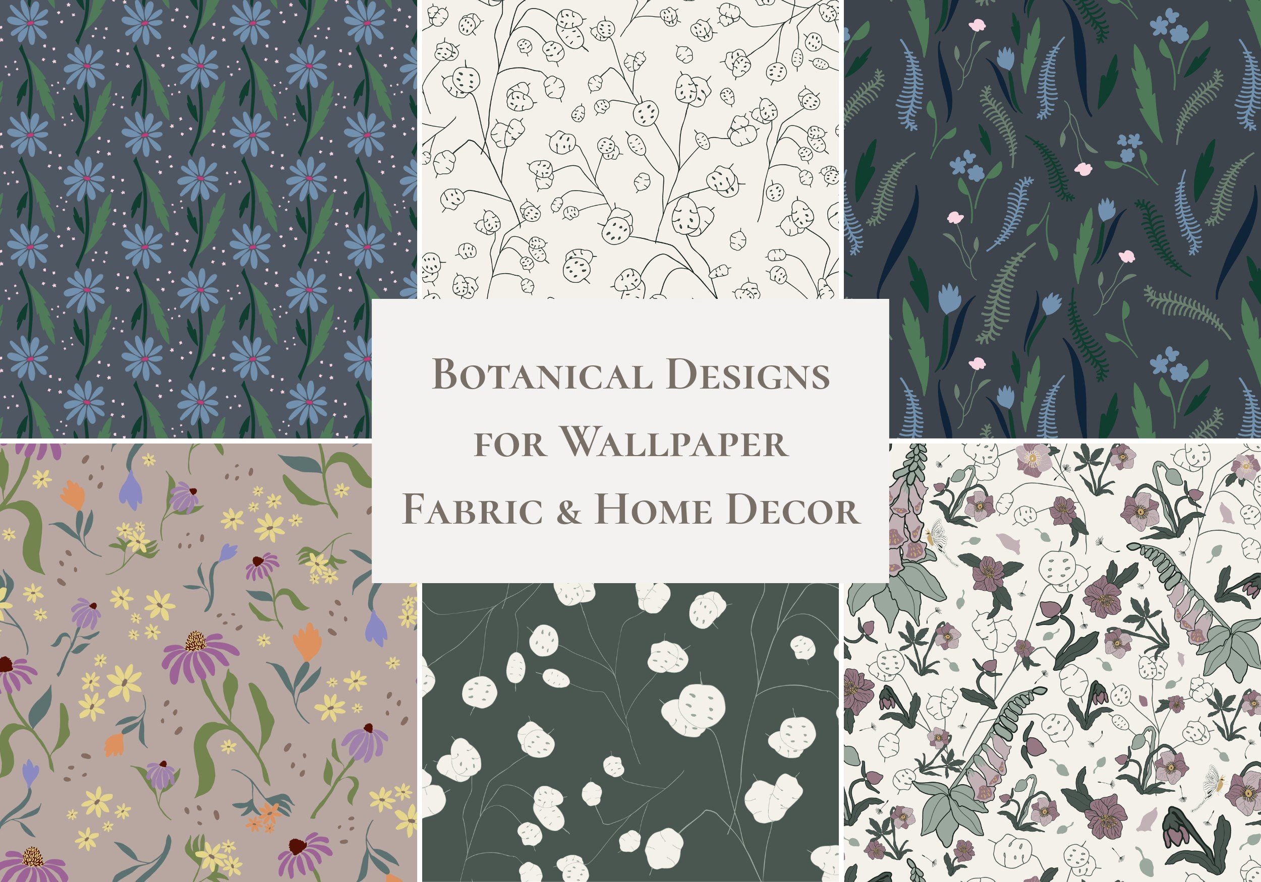 Botanical Pattern Designs for Fabric, Wallpaper &amp; Home Decor