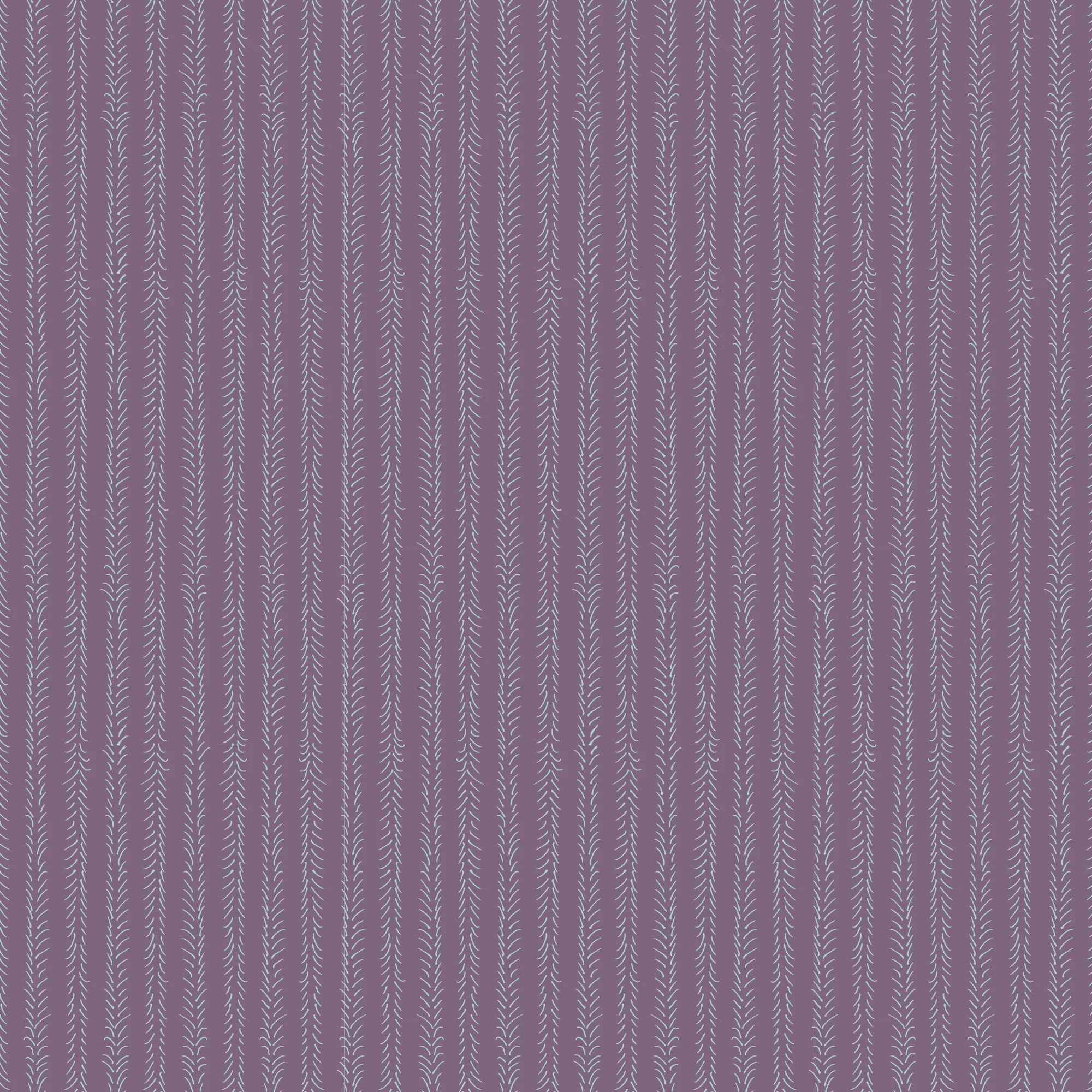 A pattern of mint green chevron lines resembling narrow balsam needles, set against a dark purple background.