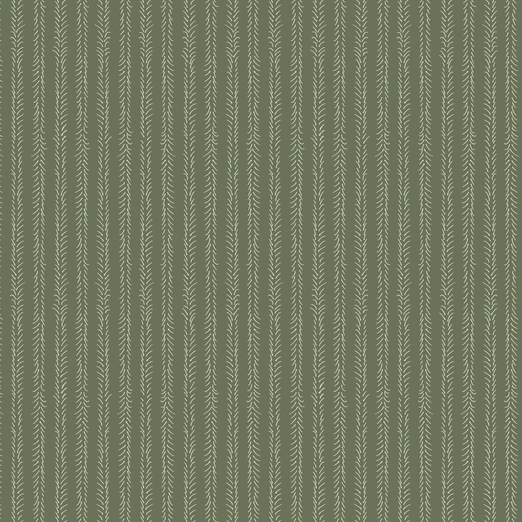 Pattern of vertical, balsam needles in light green on a darker green background.