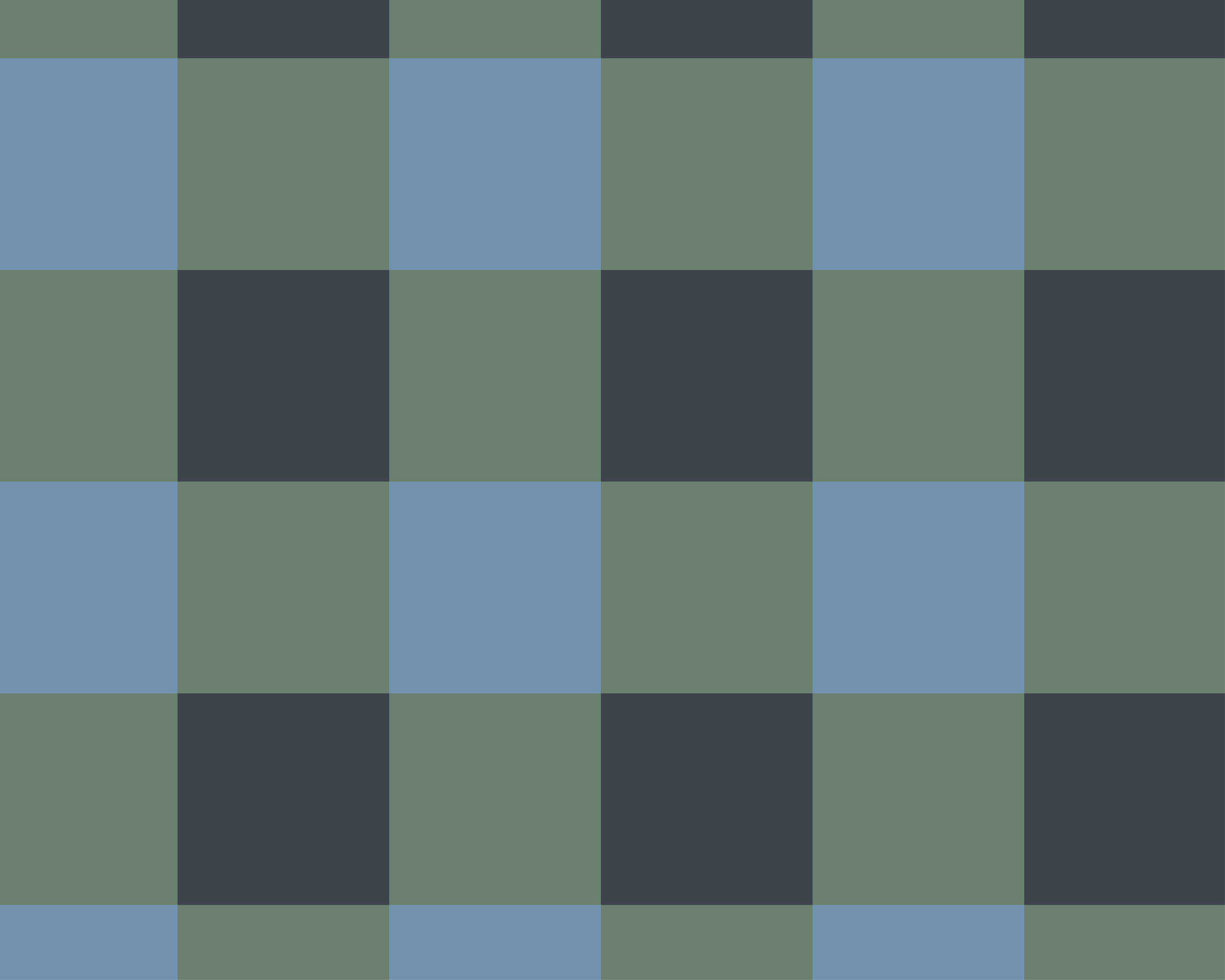 A large, gingham pattern with blue, green, and dark gray squares arranged in a checkerboard design.