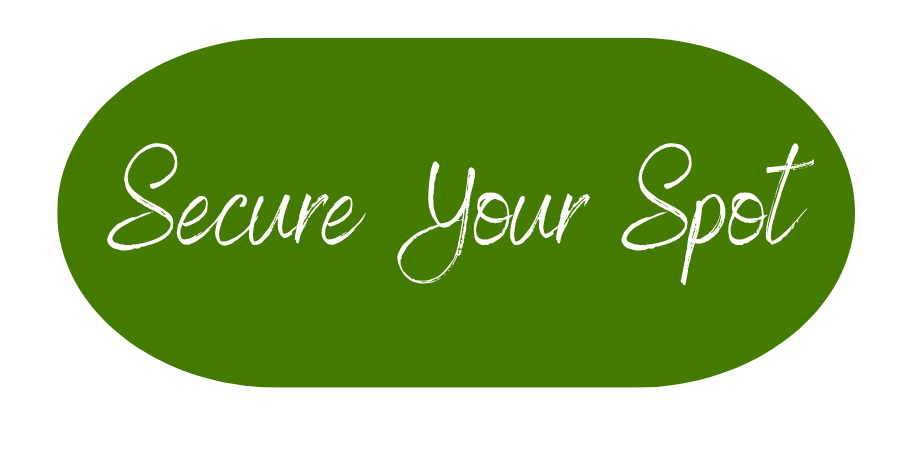Green oval sign with white cursive text that reads "Secure Your Spot"
