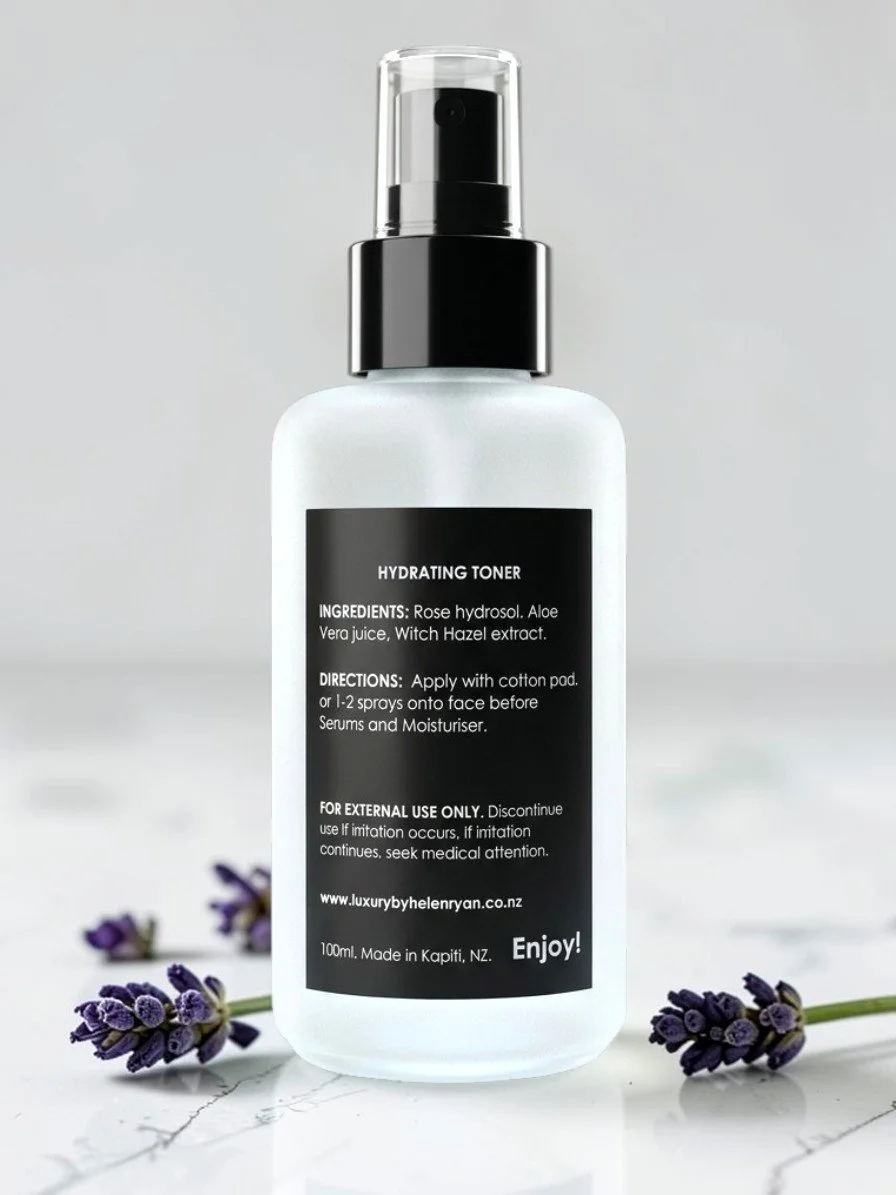 Luxury by Helen Ryan hydrating Toner for sensitive skin back made in NZ