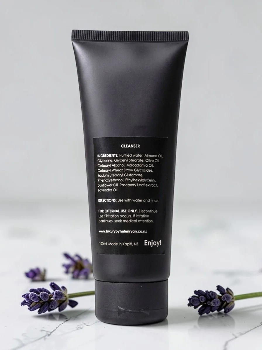 Luxury by Helen Ryan moisturising gentle Cleanser for sensitive skin back made in NZ