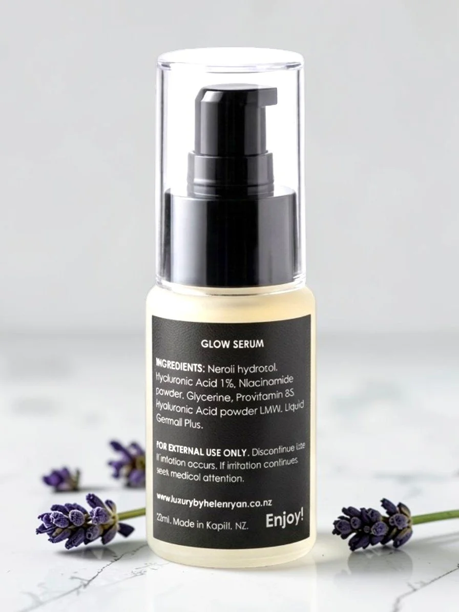 Luxury by Helen Ryan hydrating and anti-ageing Glow Serum with hyaluronic acid to plump and hydrate skin made in NZ