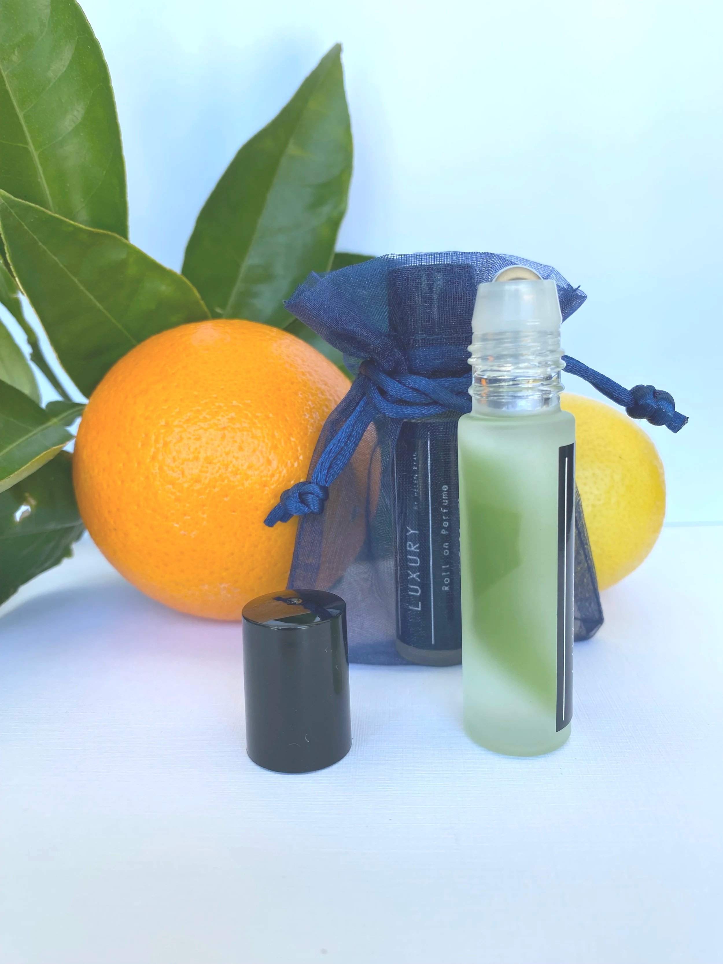 natural perfumes made in nz, Luxury by Helen Ryan, Bright Smiles, Geranium Grapefruit Lemon Essential Oil Roll-on perfume, made in Kapiti NZ