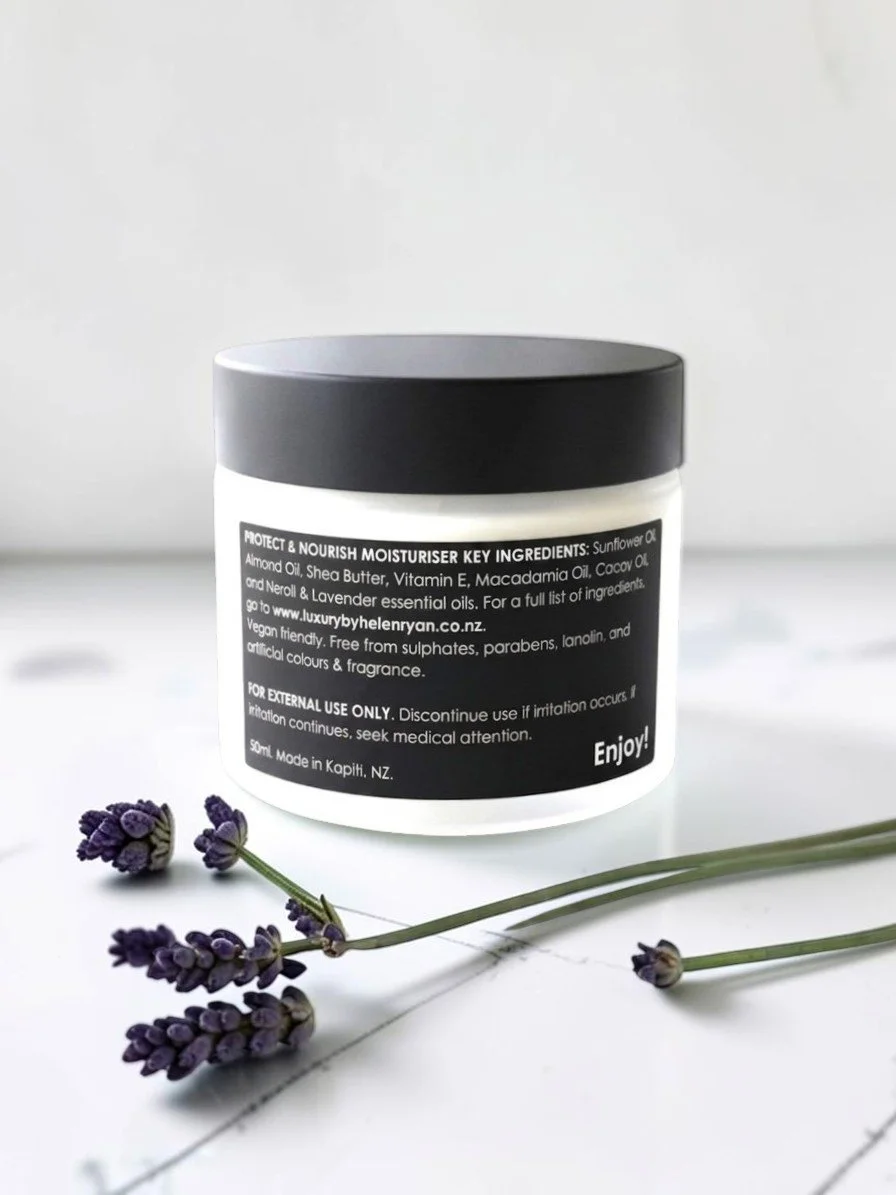 Luxury by Helen Ryan Protect and Nourish Moisturiser back rich in natural actives made in NZ