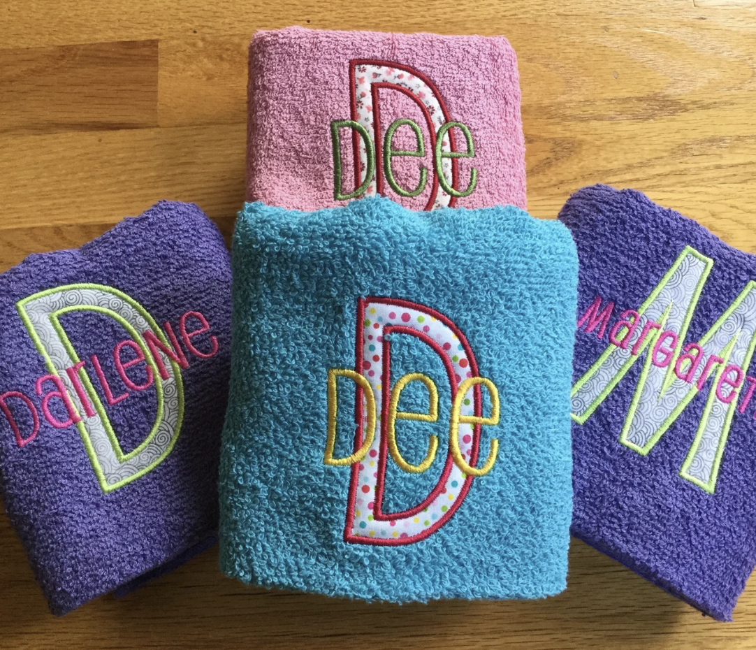 Personalized Appliqué Embroidered Bath and Hand Towel