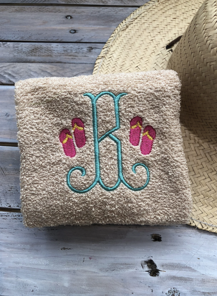 Flip Flop Monogrammed Hand Towel