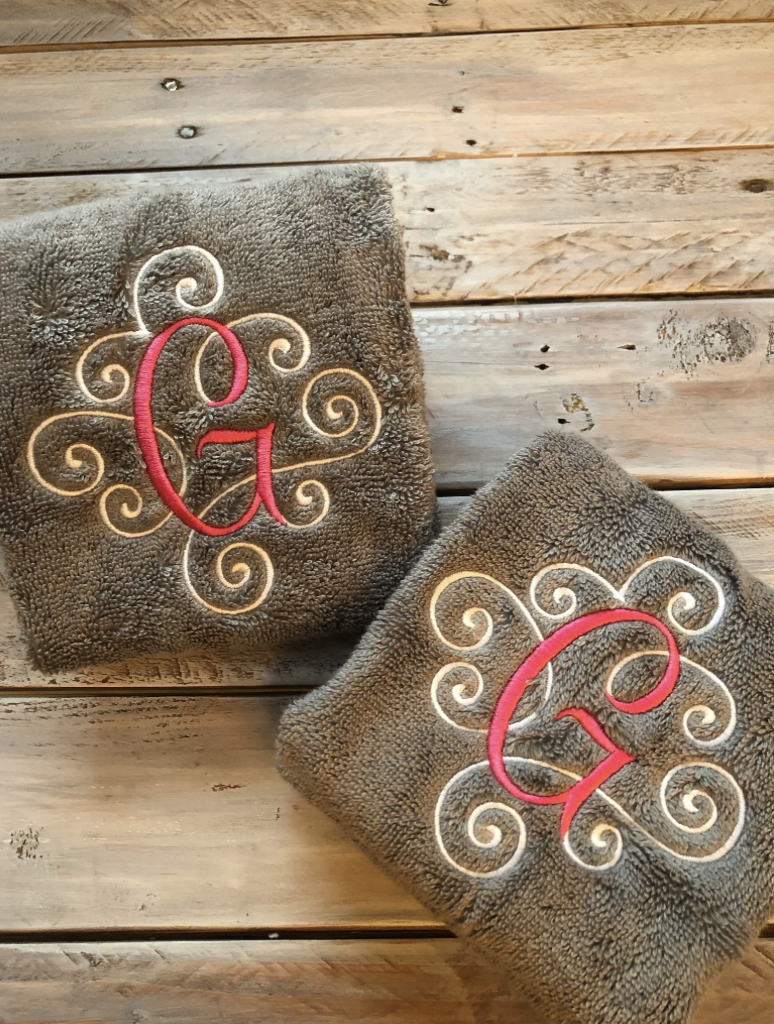 Elegant Scroll Monogram Towel