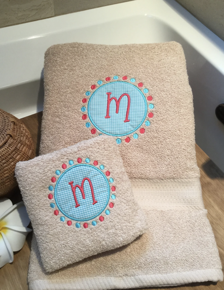 Personalized Initial Embroidered Bath and Hand Towel