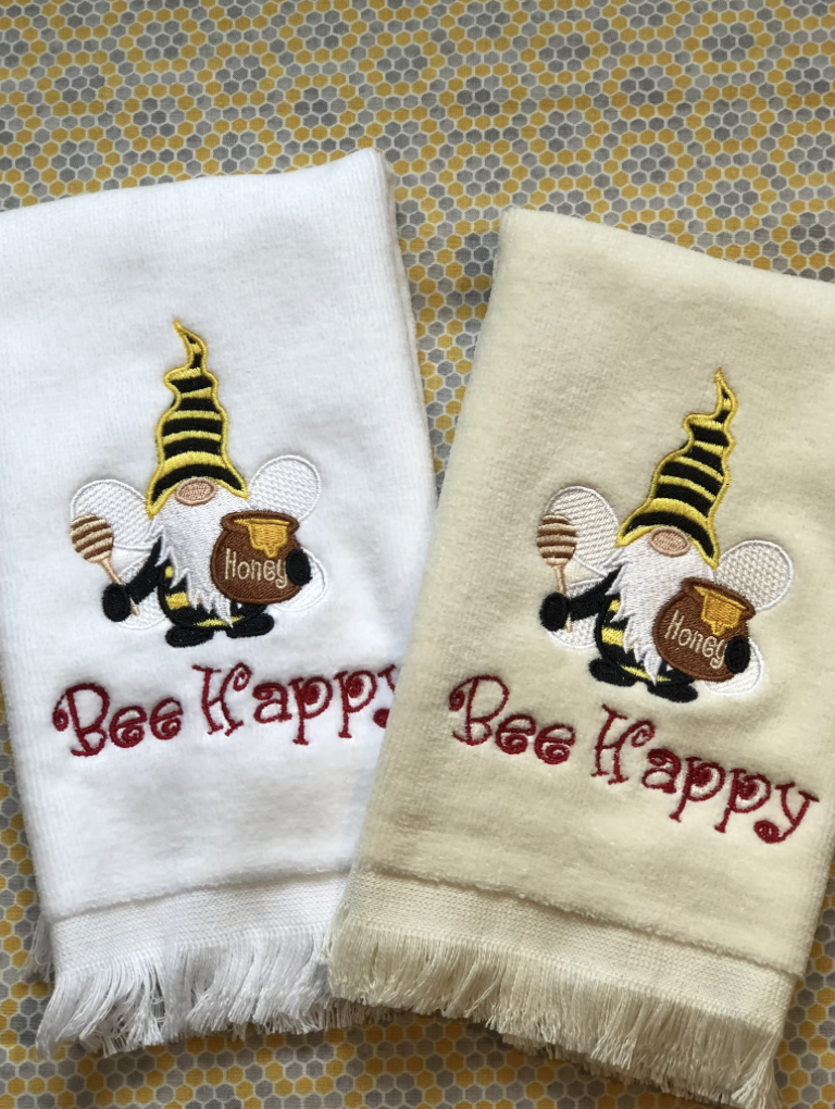 Gnome Embroidered Velour Fingertip Towel