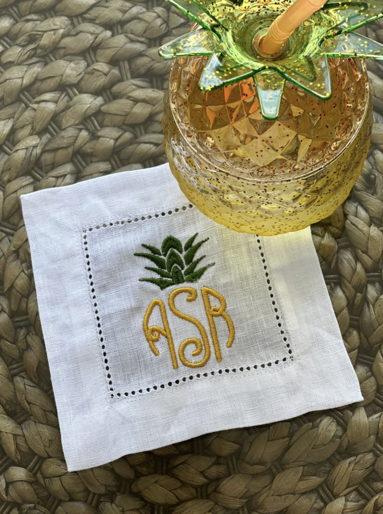 Pineapple Linen Personalized Cocktail Napkin Set
