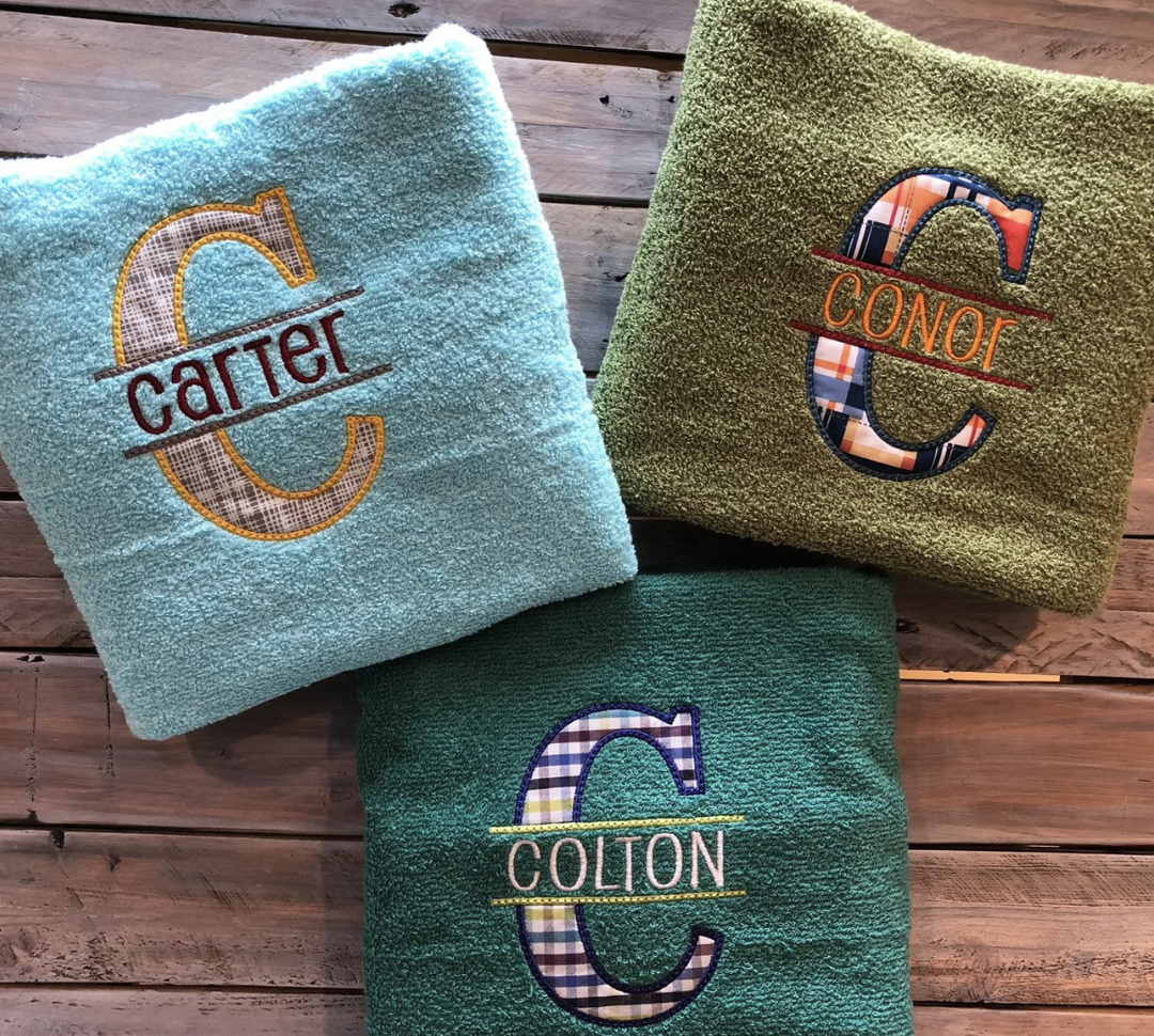 Personalized Initial Embroidered Bath and Hand Towel