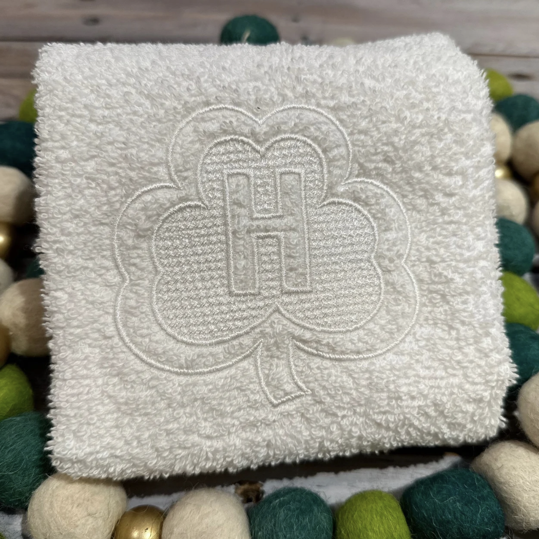 Personalized Embossed Shamrock Embroidery Towel