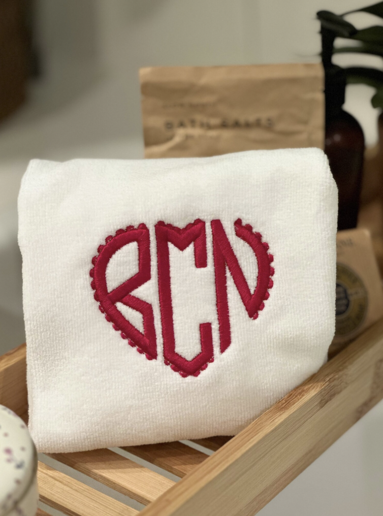 Heart Shaped Monogram Fingertip Towel