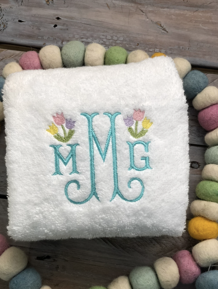 Spring Monogrammed Hand Towel