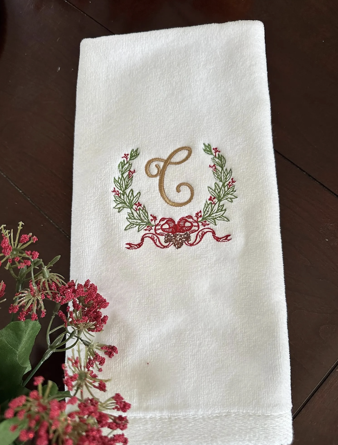 Christmas Frame Monogrammed Hand Towel