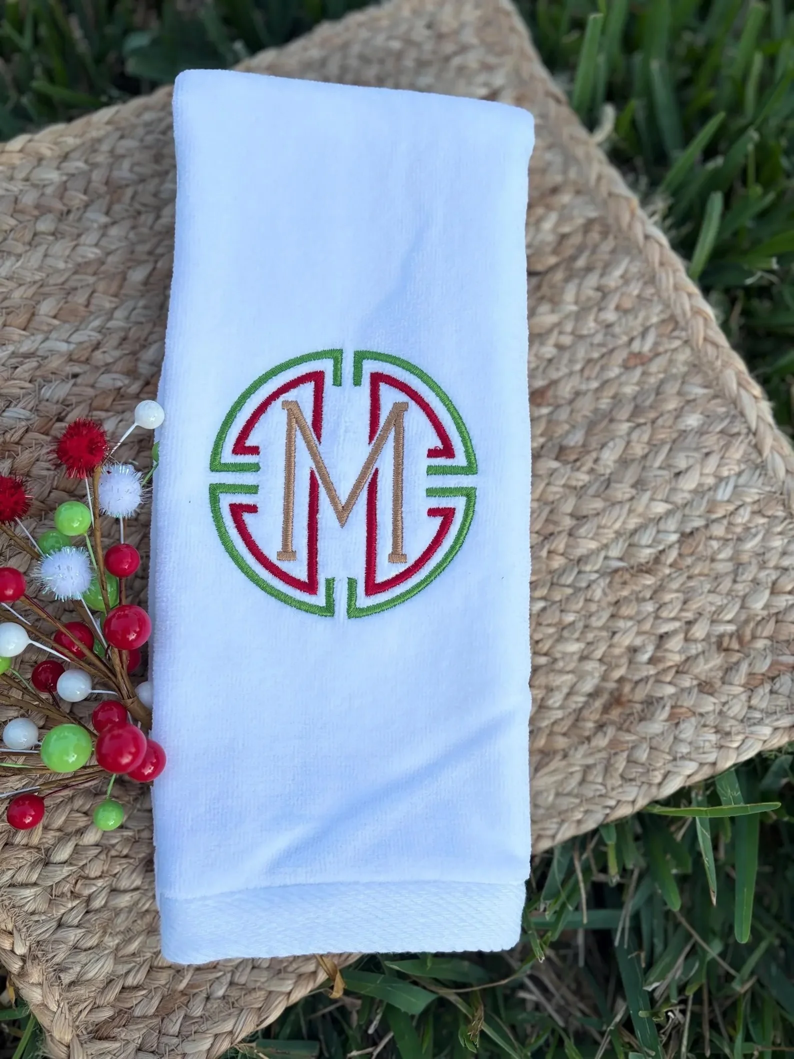 Christmas Medallion Velour Hand Towel