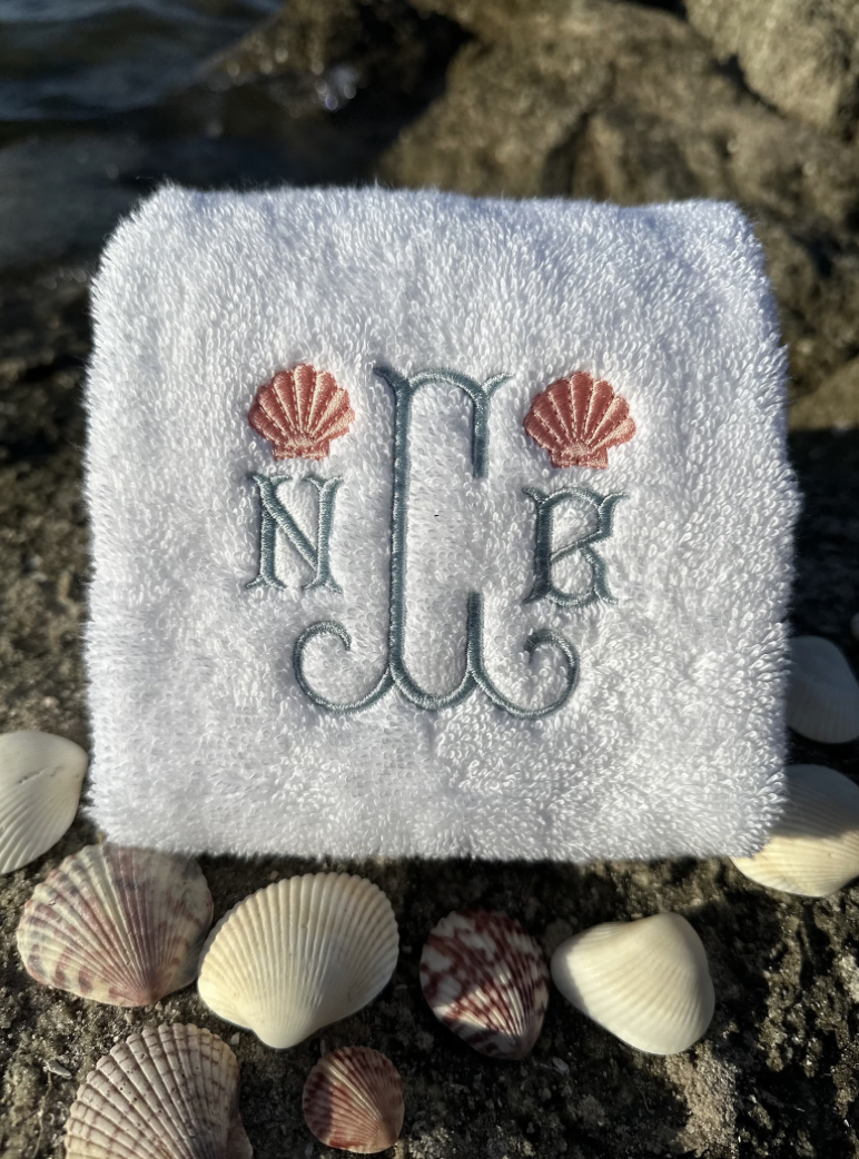 Shell Monogrammed Hand Towel