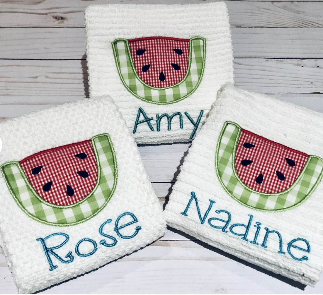 Watermelon Embroidered Kitchen Towel,
