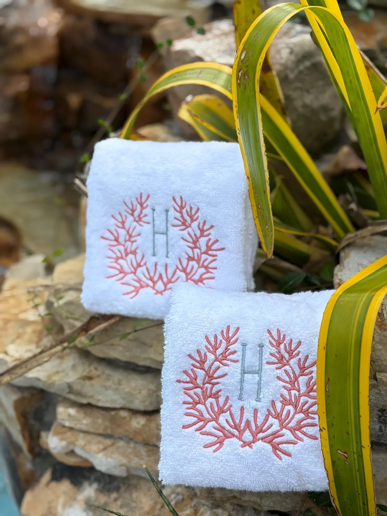 Coastal Monogrammed Hand Towel