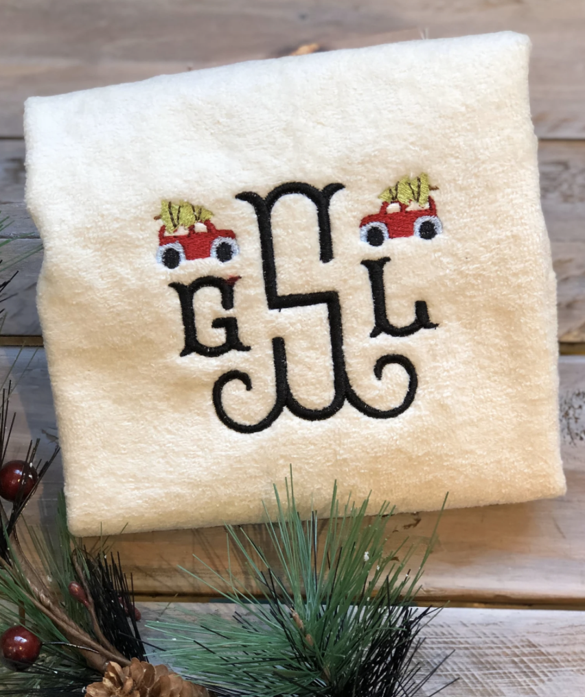 Christmas Monogrammed Hand Towel