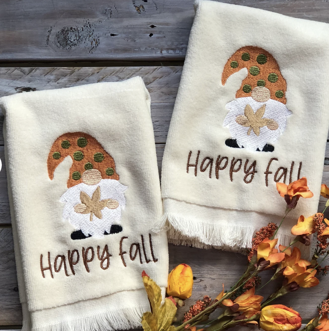 Fall Gnome Fingertip towel,