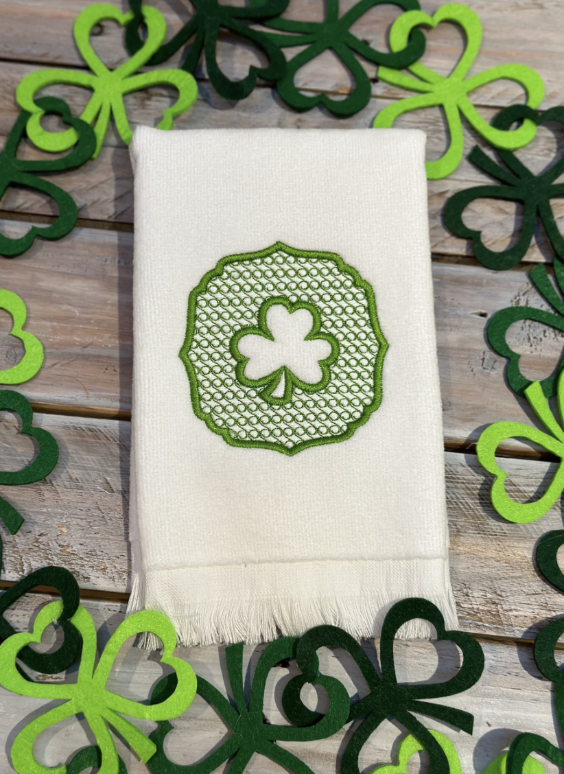 Embossed Shamrock Embroidery Fingertip Towel,
