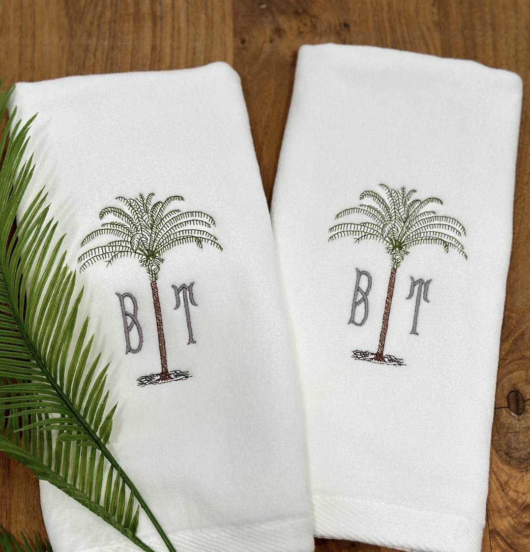 Palm Tree Monogrammed Velour Towel