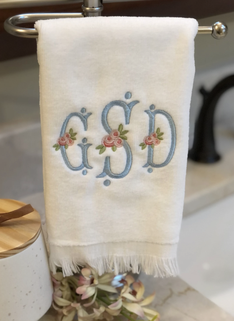 Floral Monogrammed Fingertip Towel