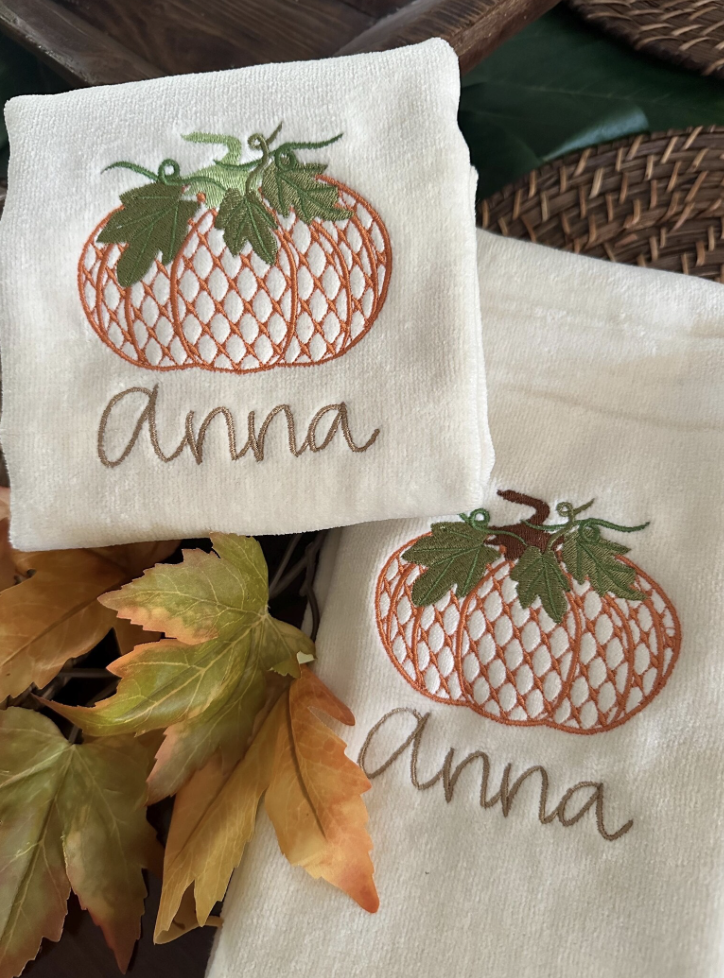 Pumpkin Monogrammed Hand Towel