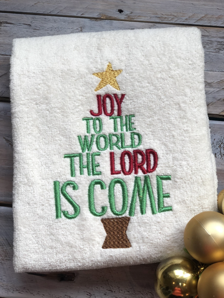 Joy to the World Christmas Hand Towel