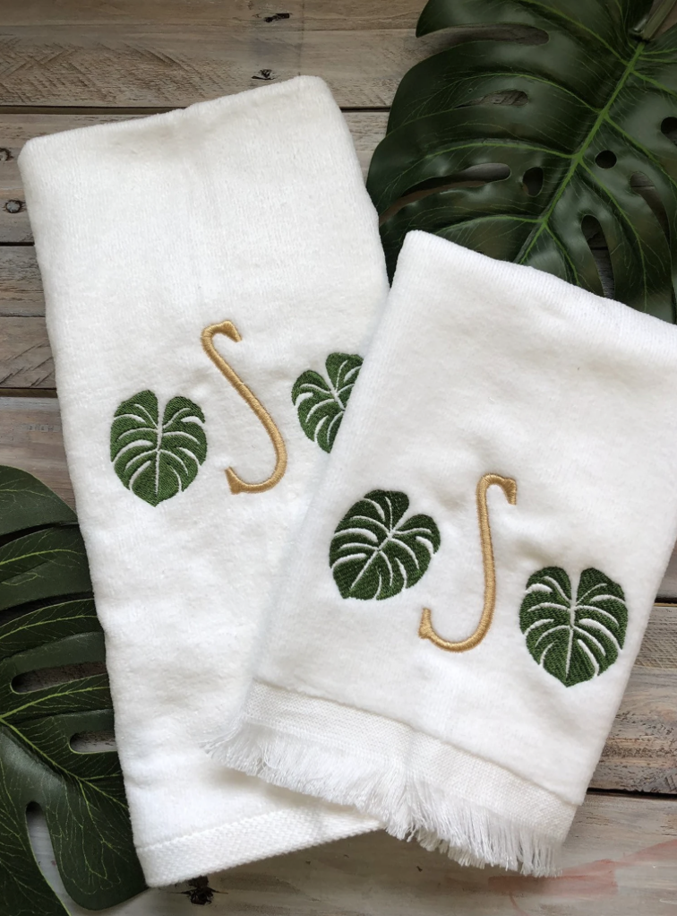 Tropical Monogram Fingertip Velour Towel
