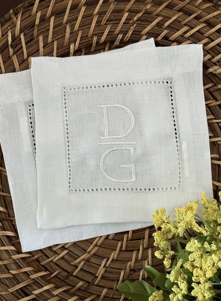 Linen Personalized Cocktail Napkin Set