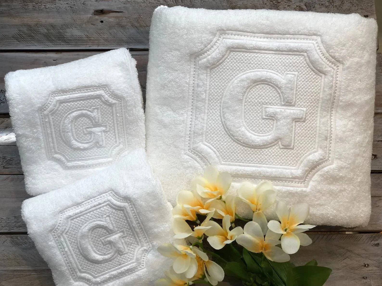 Embossed Square Frame Towels