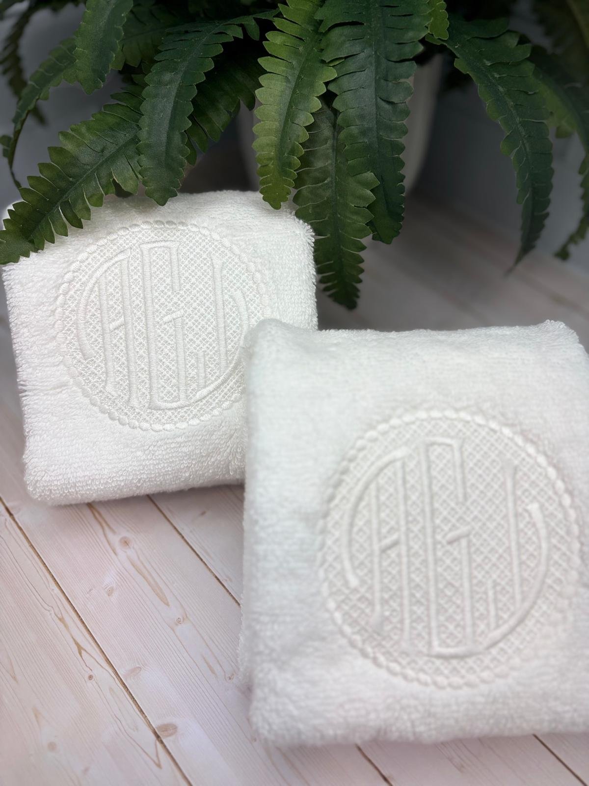 Monogrammed  Circle Personalized Hand Towel