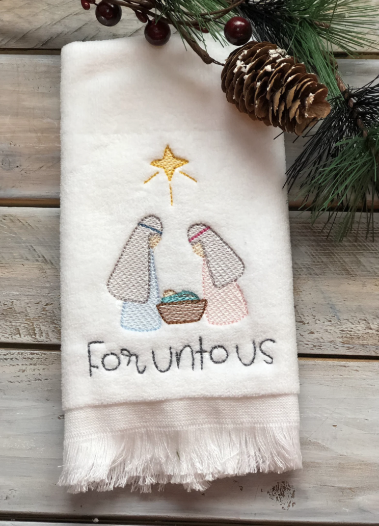 Holy Family Embroidered Fingertip Towel