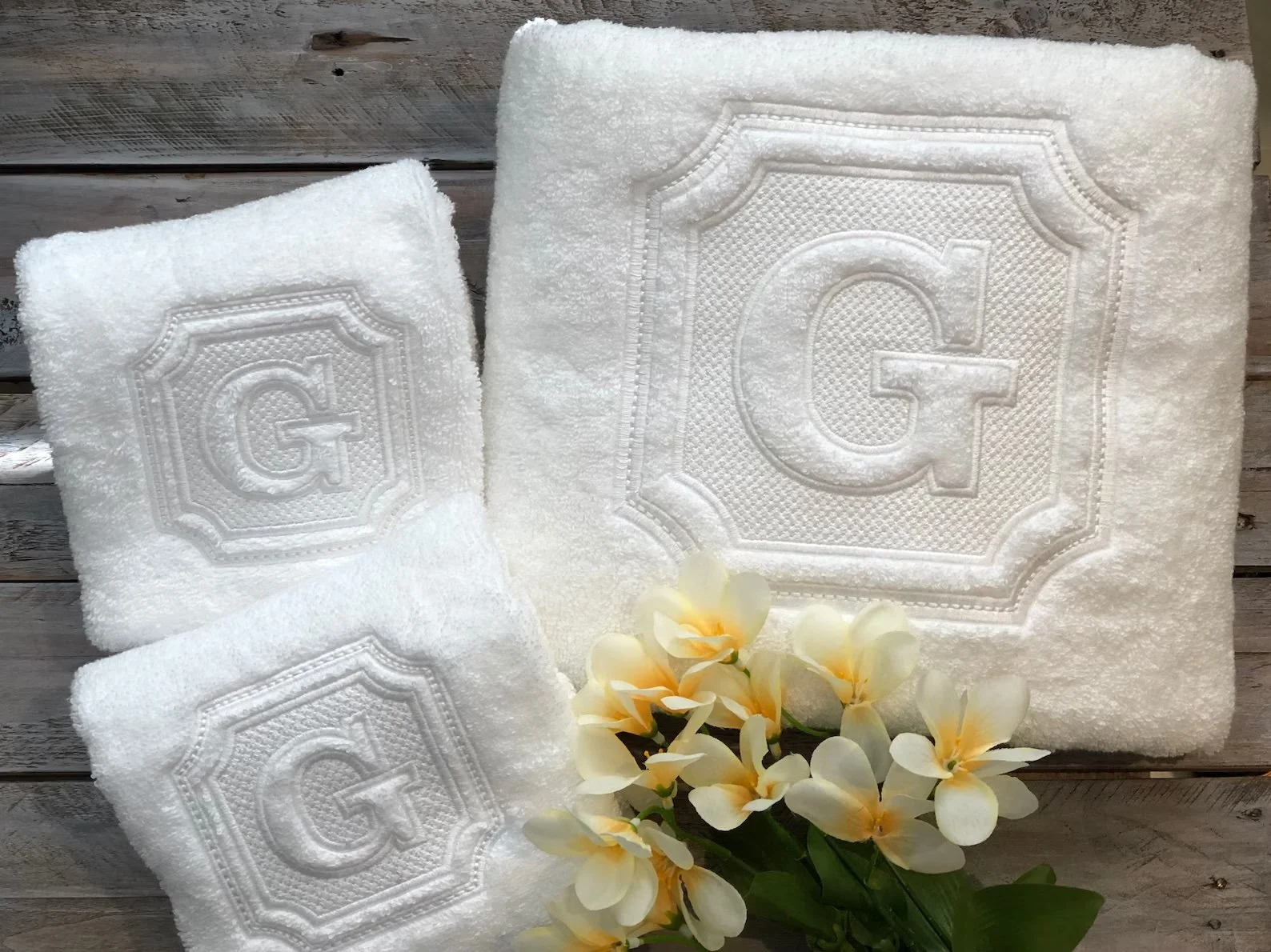 Embossed Square Frame Towels