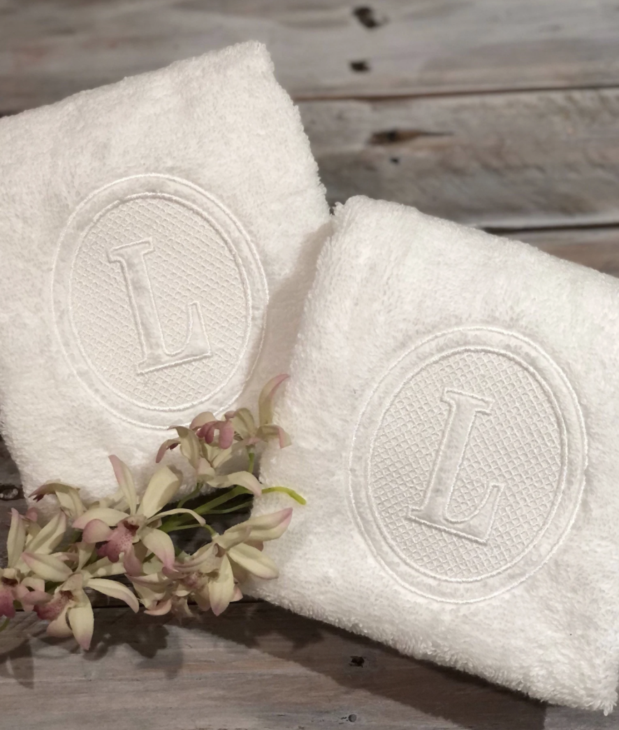 Embossed Oval Monogrammed Hand Towel