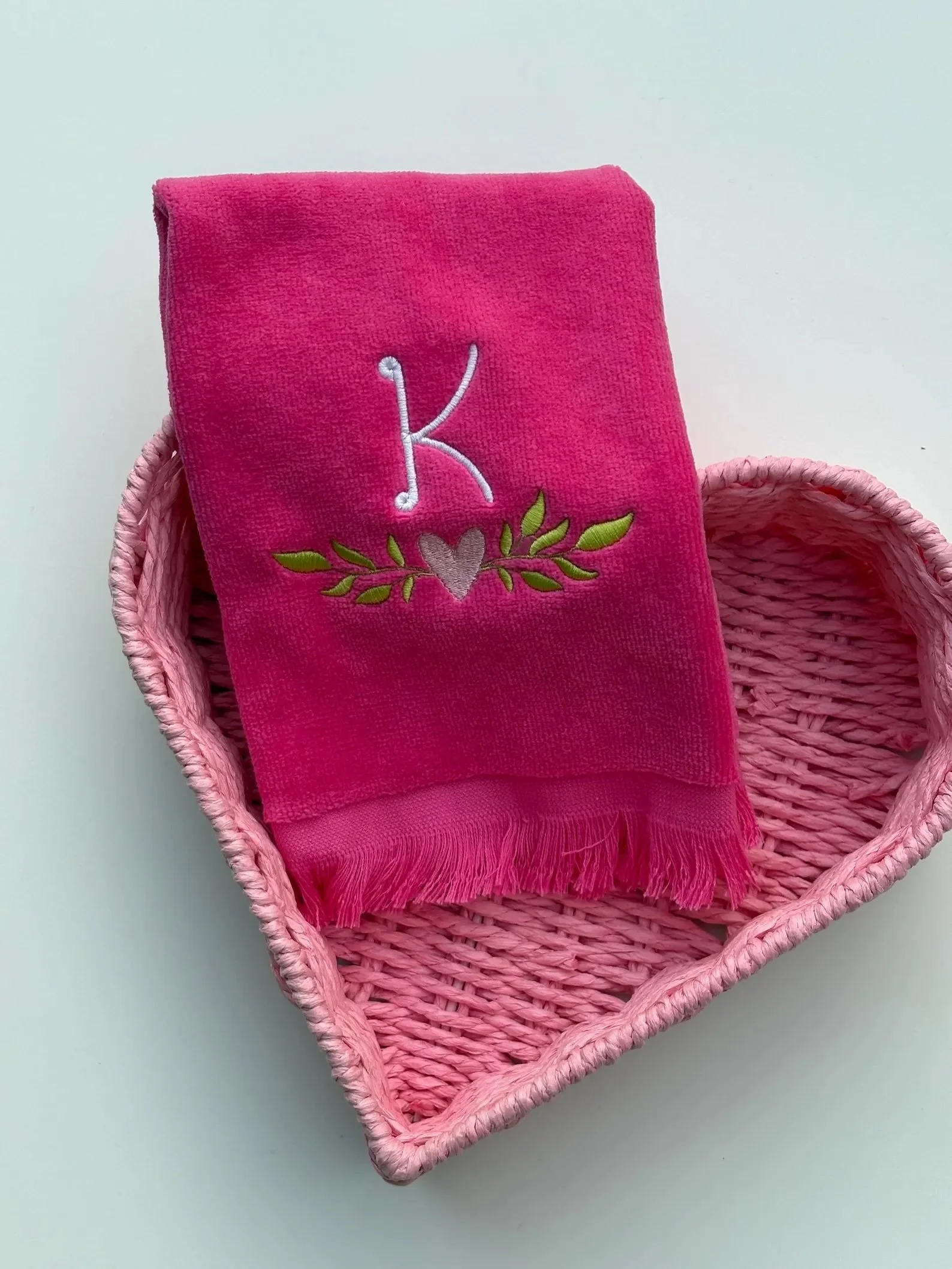 Heart Wreath Personalized Fingertip Towel