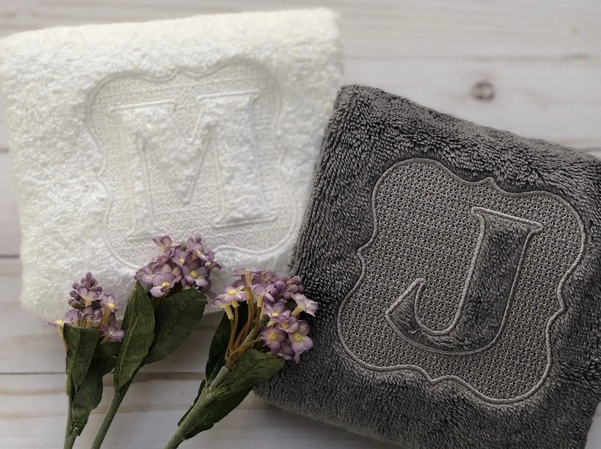 Embossed  Frame Monogramed Towels