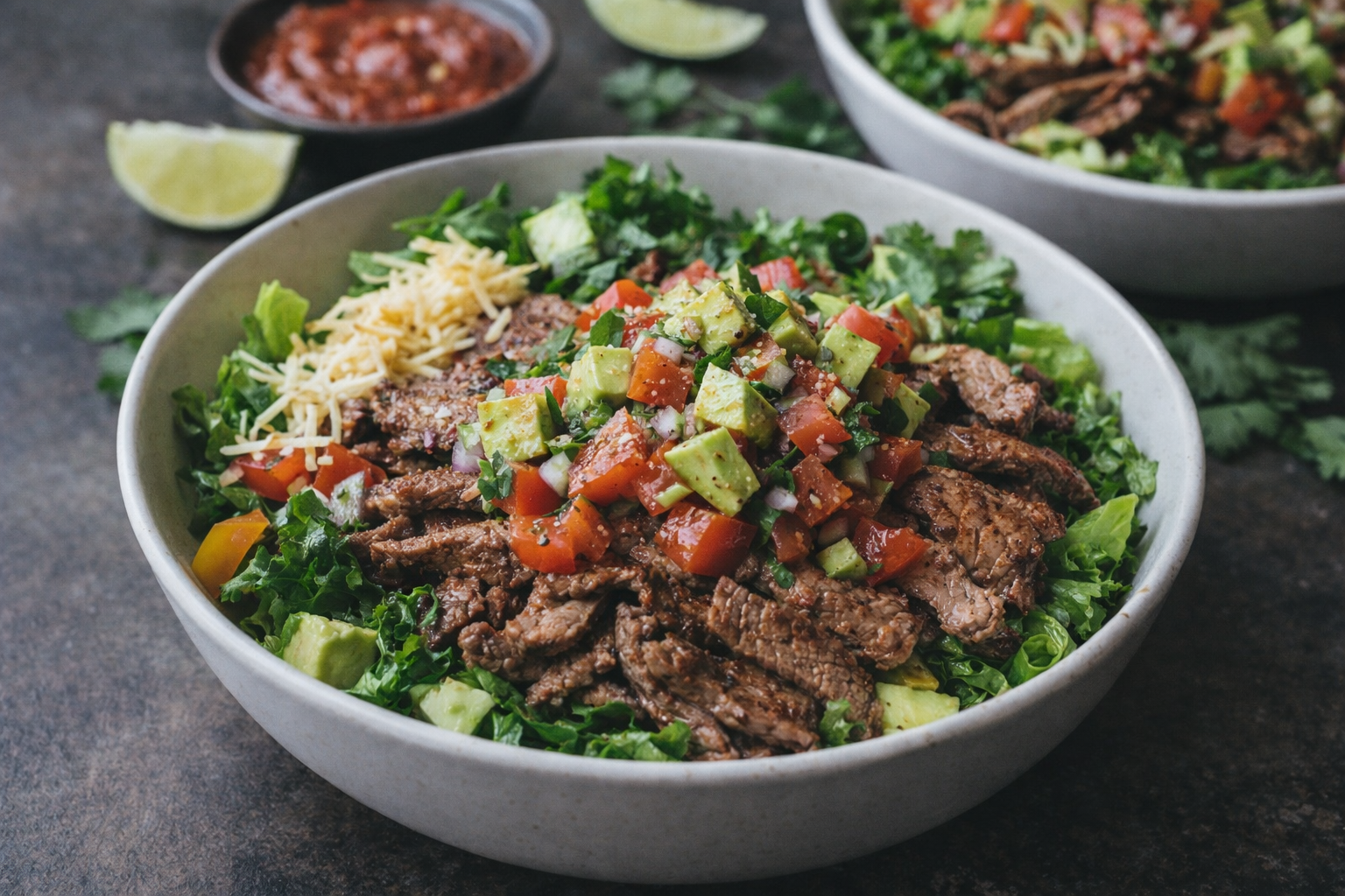 20-Minute Steak Taco Bowls (Fresh Avocado-Tomato Salsa)