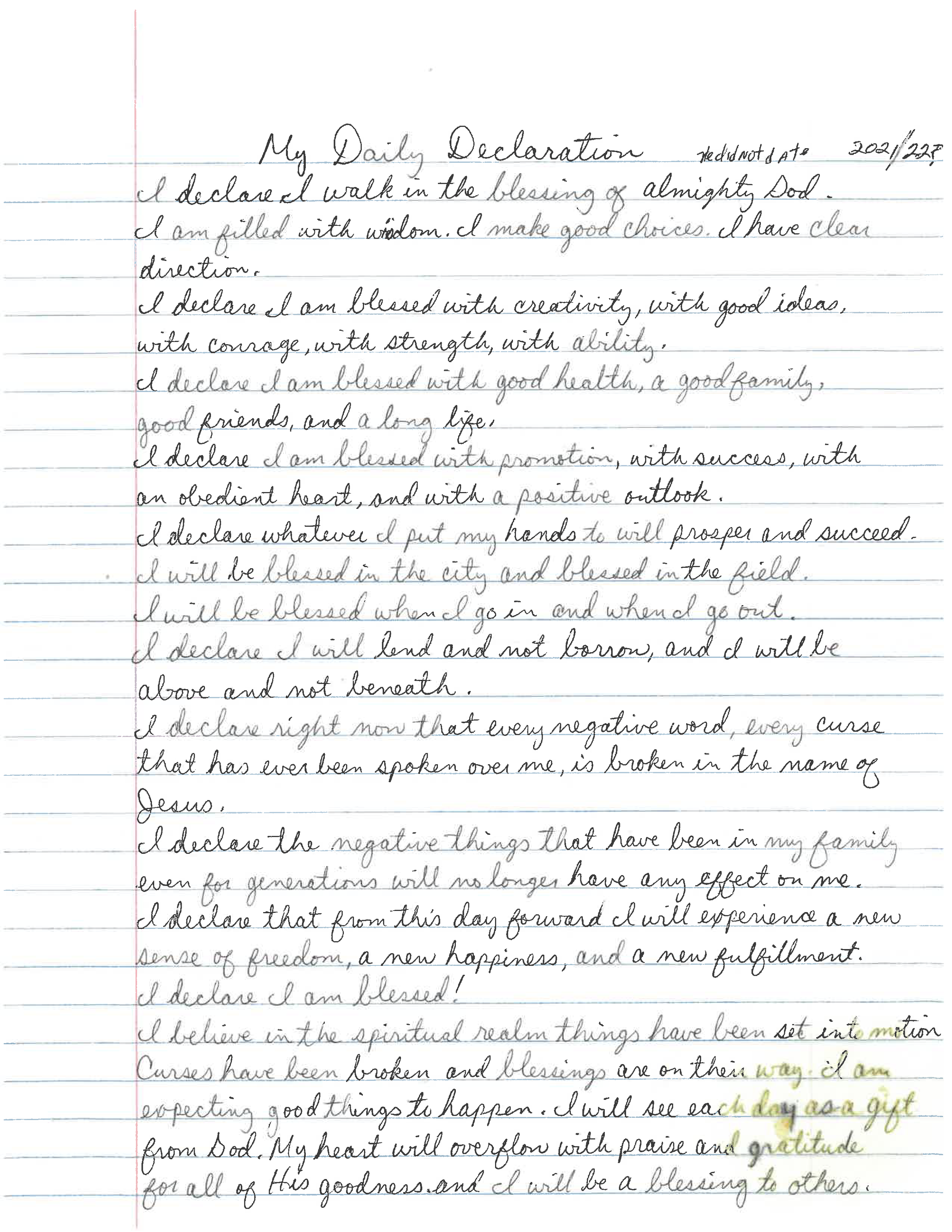 Christian's Daily Declaration