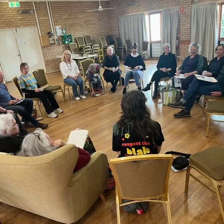 Circle of People in discussion at Australia Becoming with Mary Graham and Leanne Levinge