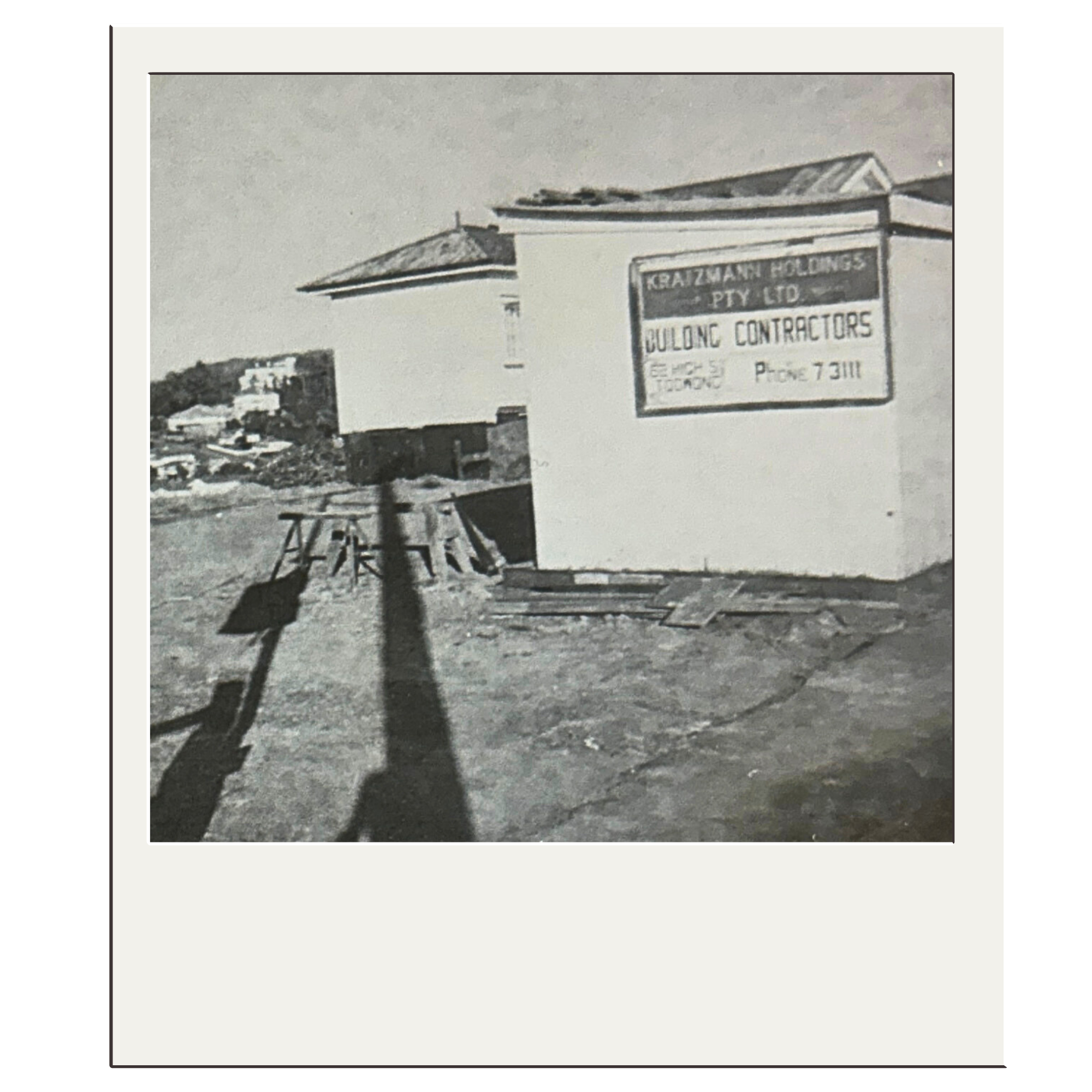 Sign on a small building for the building contracts aabout to start work on the block of land this is to become the BrisWest Centre