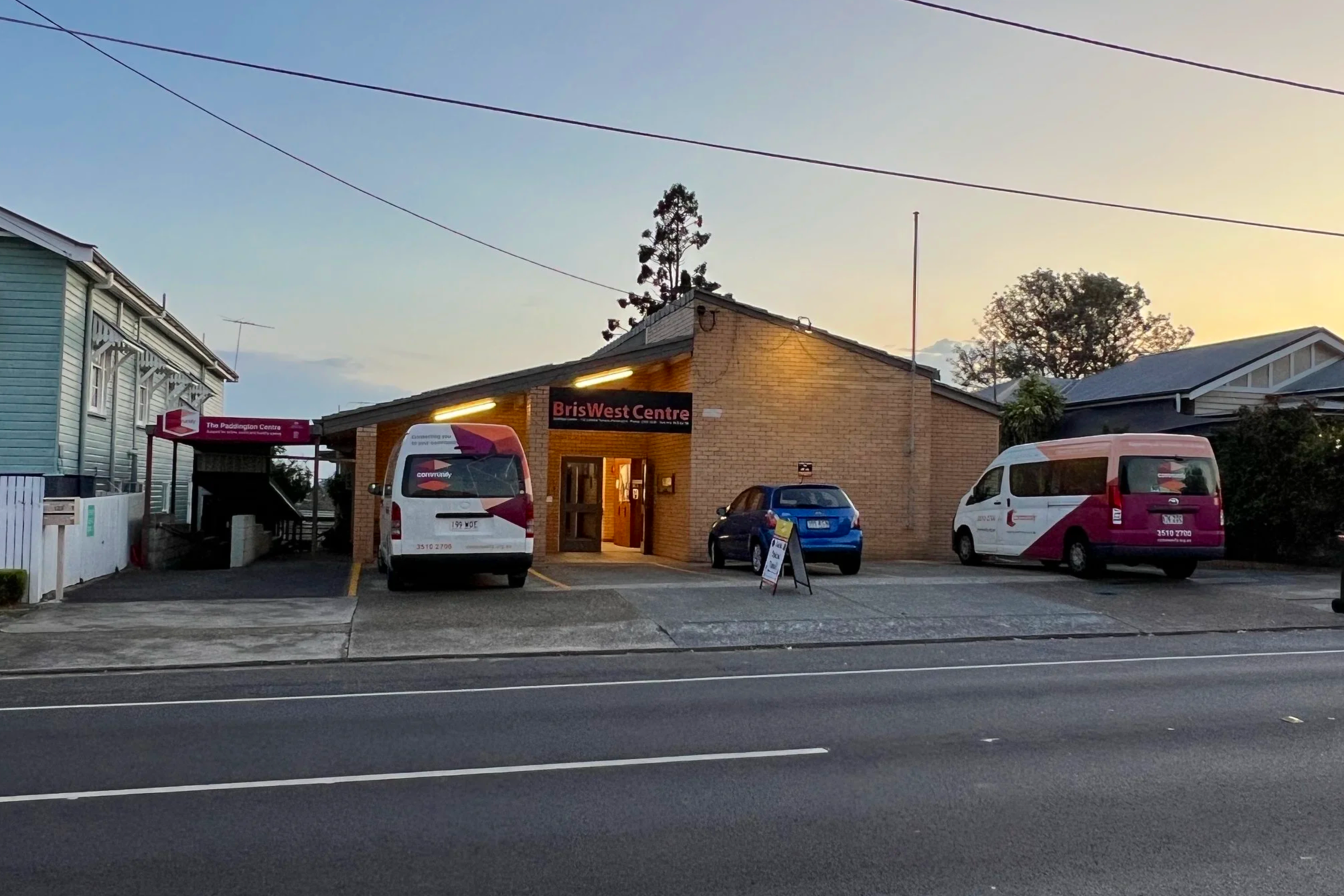 Street View of BrisWest Centre at Sunset