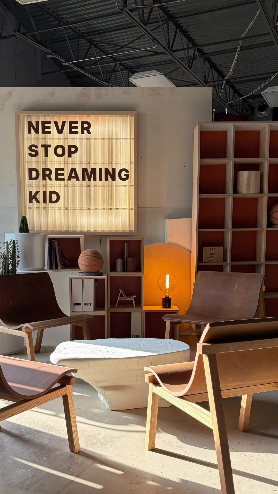 hotel lobby scene with thought provoking sign and beautiful decor