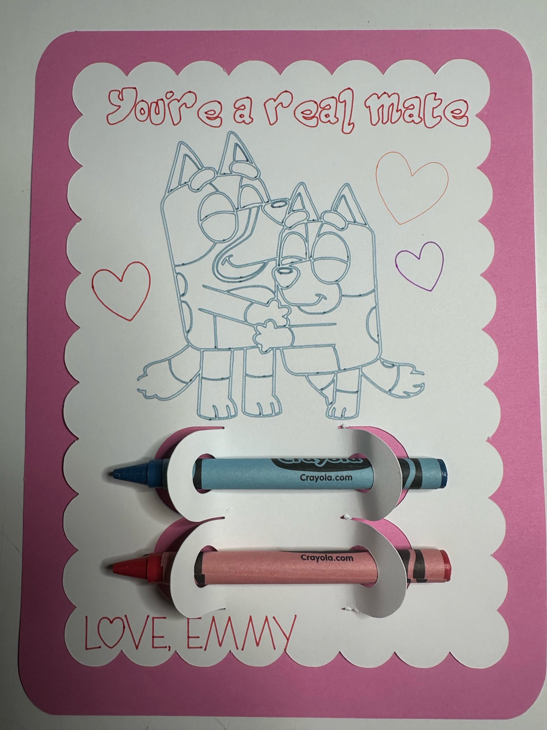 Character Coloring Valentine with Crayons