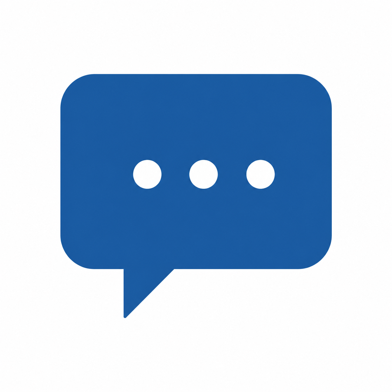 Blue speech bubble with three white dots in the center, representing a chat or messaging icon.